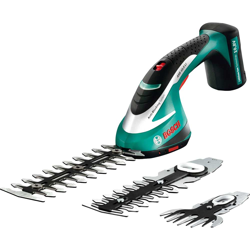 Bosch ASB 10.8v Cordless Shrub Shear with 100, 120 & 200mm Blades & Integral Lithium Ion Battery 1.3