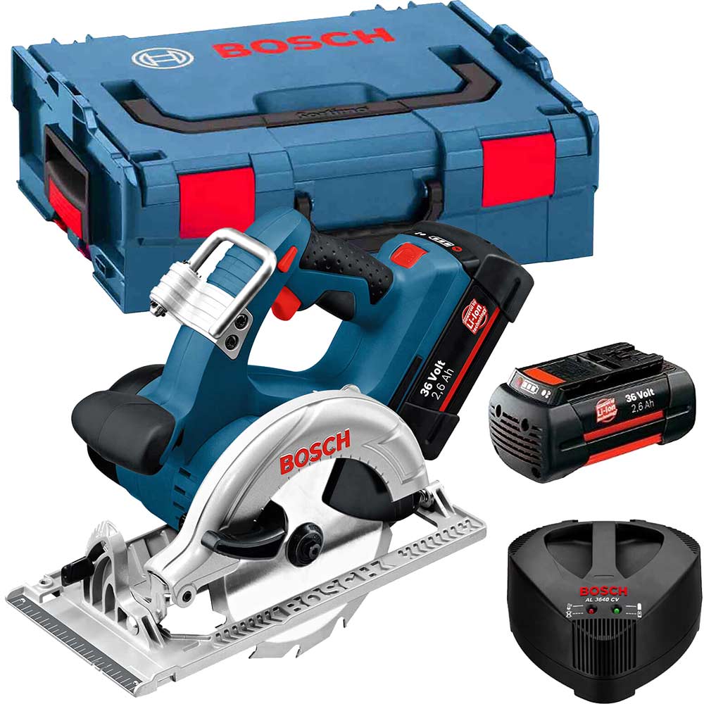Bosch GKS 36 V-LI 36v Cordless Circular Saw 165mm Blade with 2 Lithium Ion Batteries 2.6ah