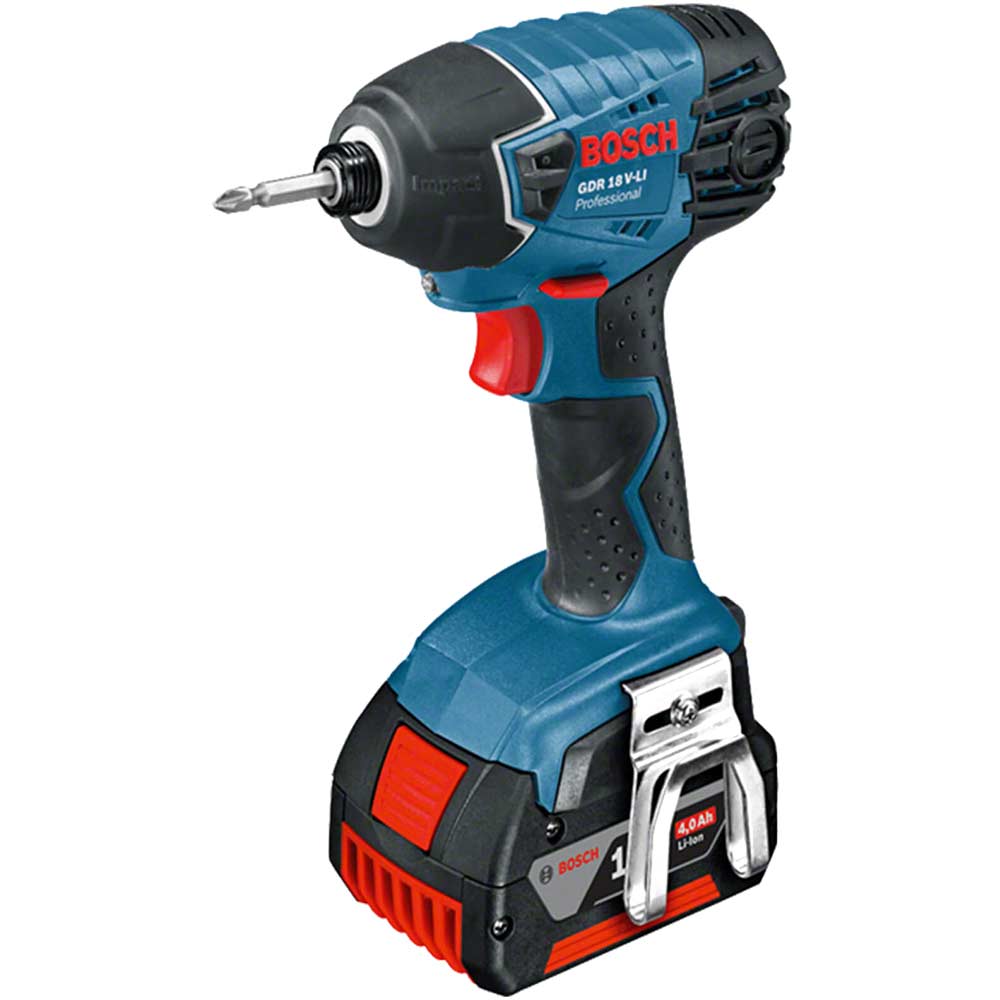 Bosch GDR 18 V-LI 18v Cordless Impact Driver with 2 Lithium Ion Batteries 4ah + L Boxx