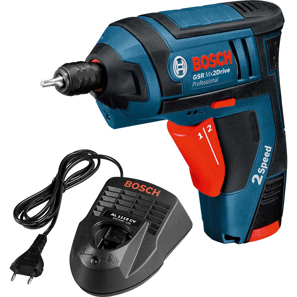 Image of Bosch GSR 3.6 V-LI Mx2Drive Cordless 2 Speed Screwdriver with 1 Lithium Ion Battery 1.3ah