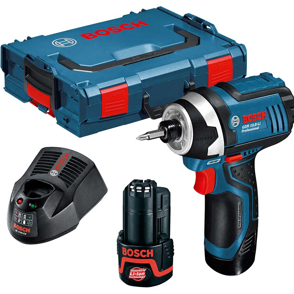 Image of Bosch GDR 10.8 V-LI 10.8v Cordless Impact Driver with 2 Lithium Ion Batteries 2ah