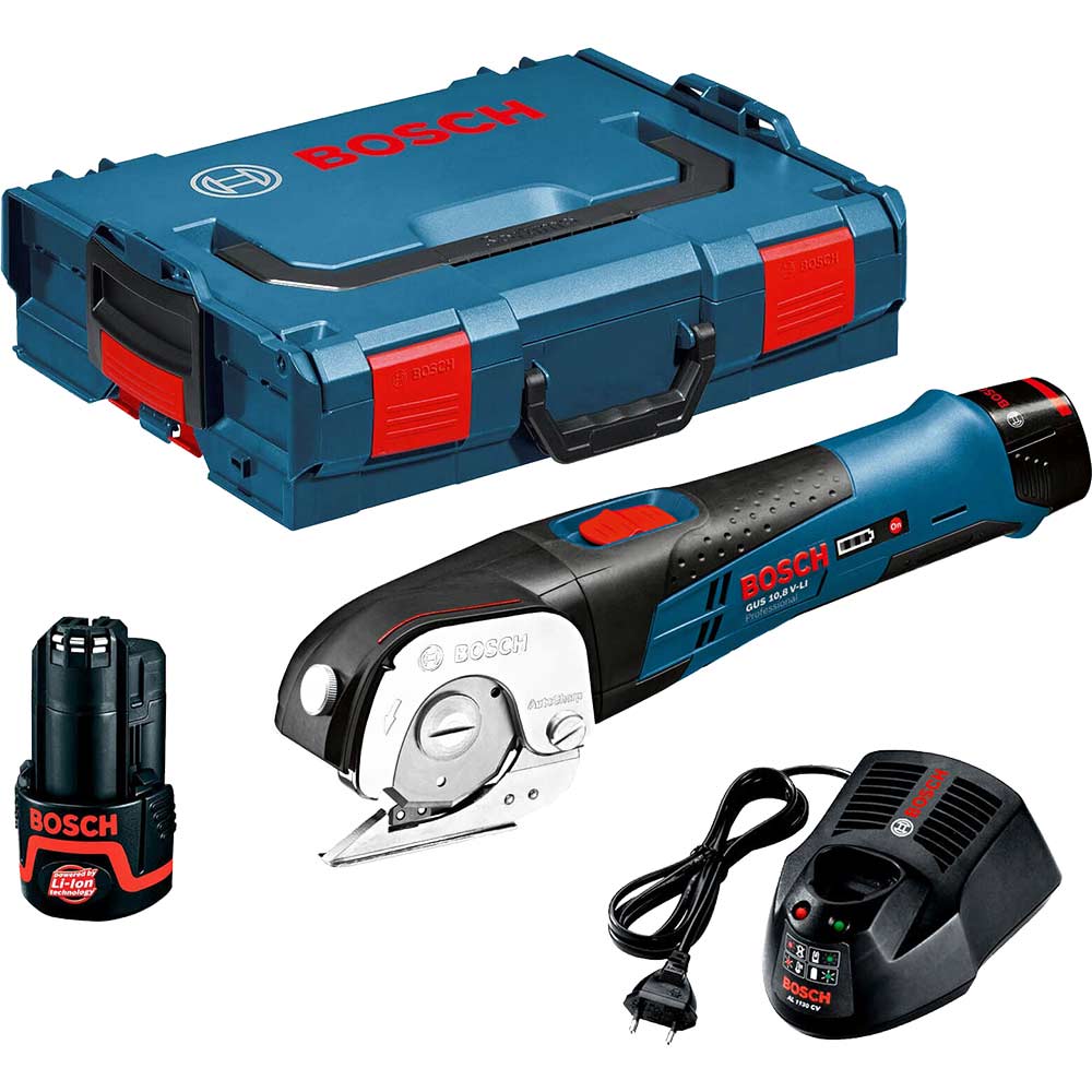 Image of Bosch GUS 10.8 V-LI 10.8v Cordless Universal Shears with L Boxx & 2 Lithium Ion Batteries 2ah
