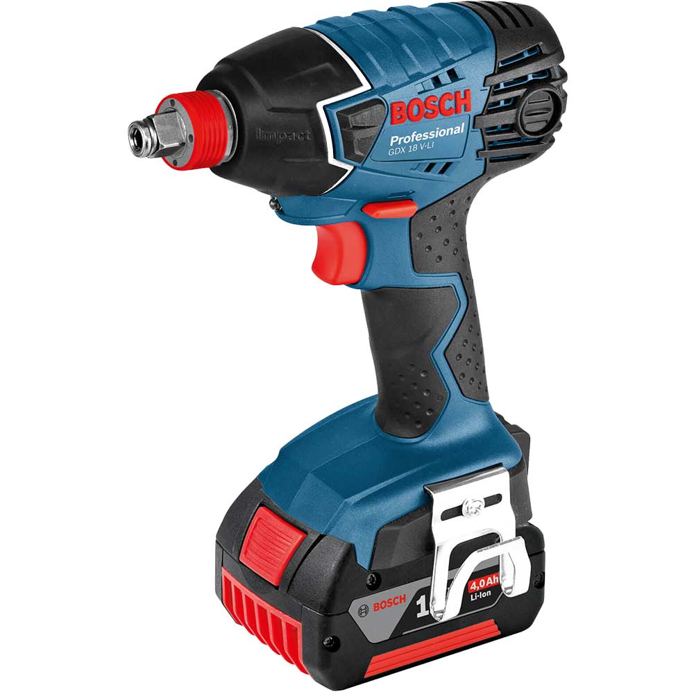 Bosch GDX 18 V-LI 18v Cordless Impact Wrench / Driver with 2 Lithium Ion Batteries 4ah + L Boxx