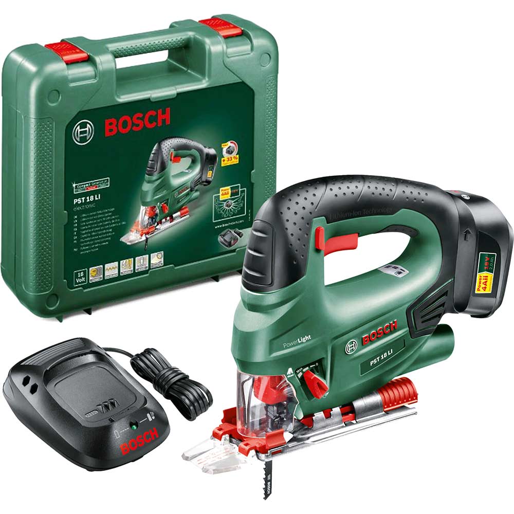 Bosch POWER4ALL PST 18 LI 18v Cordless Jigsaw with 1 Lithium Ion Battery 2ah