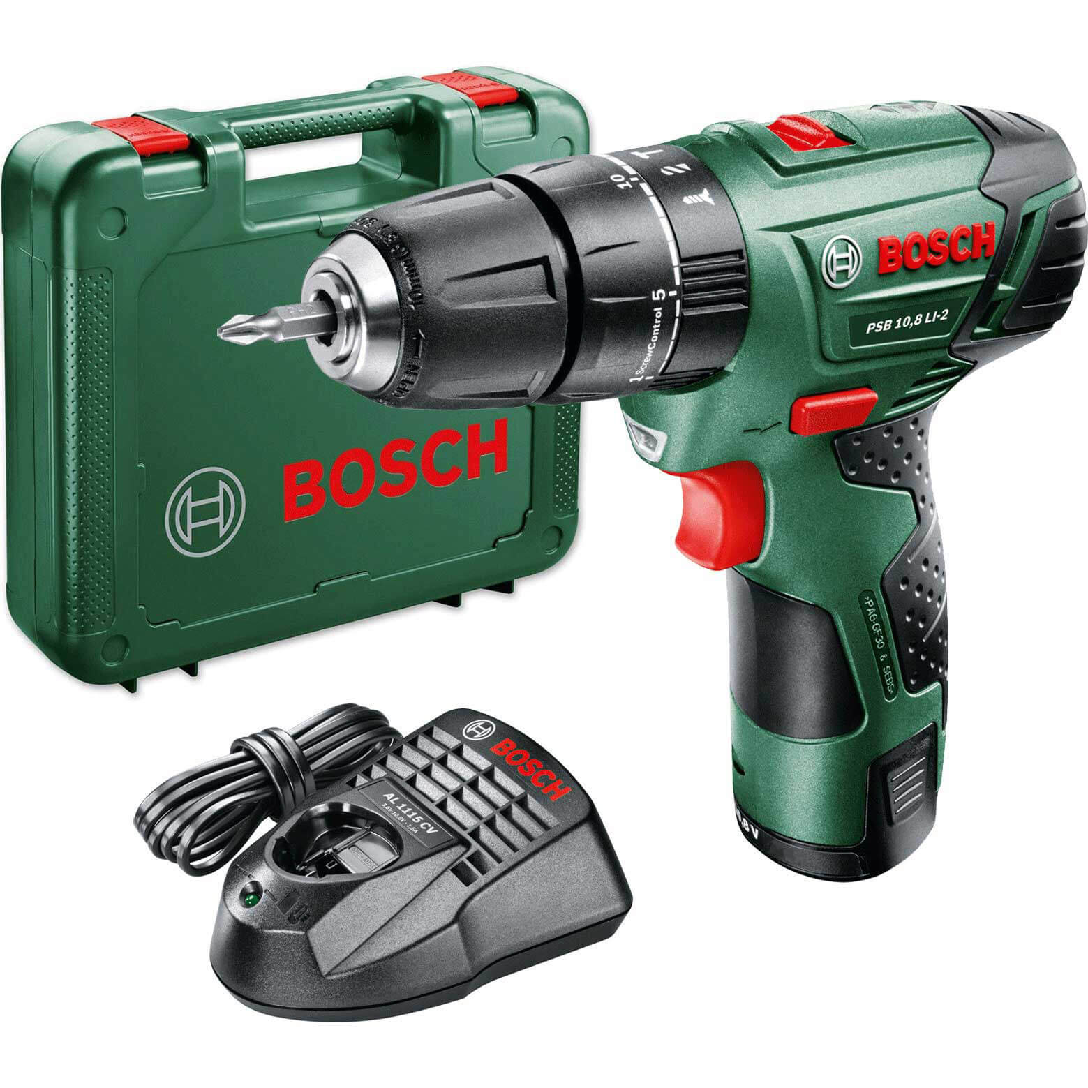 Bosch POWER4ALL PSB 10.8 LI-2 10.8v Cordless 2 Speed Combi Drill with 1 Lithium Ion Battery 1.5ah