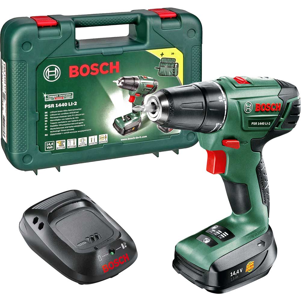 Image of Bosch POWER4ALL PSR 1440 LI-2 14.4v Cordless 2 Speed Drill Driver with 1 Lithium Ion Battery 1.5ah
