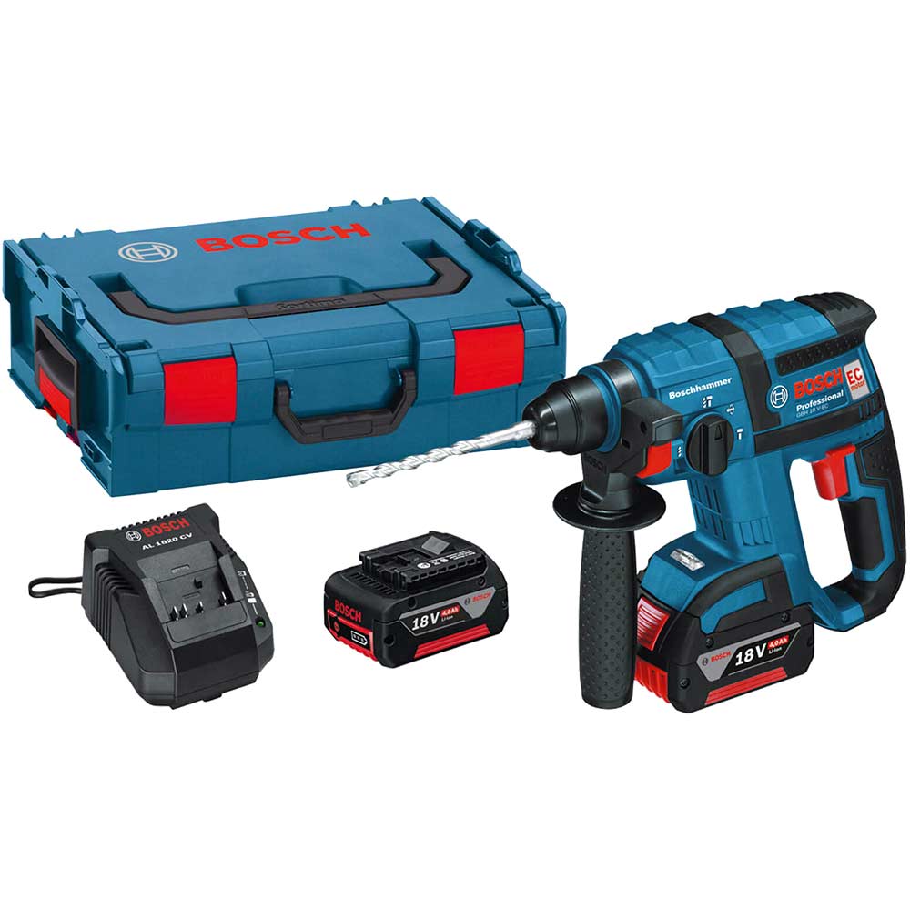 Image of Bosch GBH 18 V-EC 18v Cordless SDS Hammer Drill with L Boxx & 2 Lithium Ion Batteries 4ah