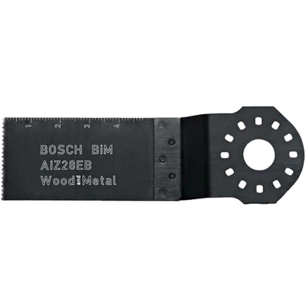 Image of Bosch Bi-Metal Plungecut Saw Blade Cuts Wood & Metal 28mm Wide x 50mm Long Pack of 5 for Bosch PMF & GOP Multi Tools