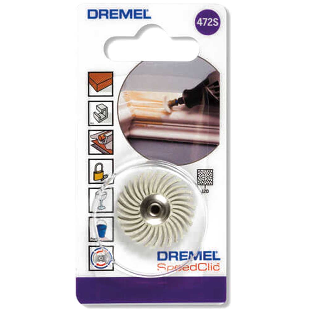 Image of Dremel 472S EZ SpeedClic 25mm Detail Abrasive Brush Medium 120 Grit for Dremel Rotary Multi Tools