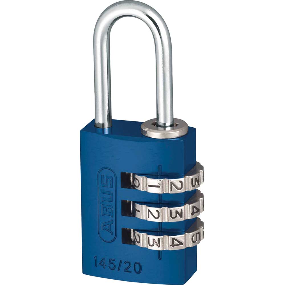 Image of Abus 20mm 145 Series 3 Digit Combination Aluminium Padlock Blue