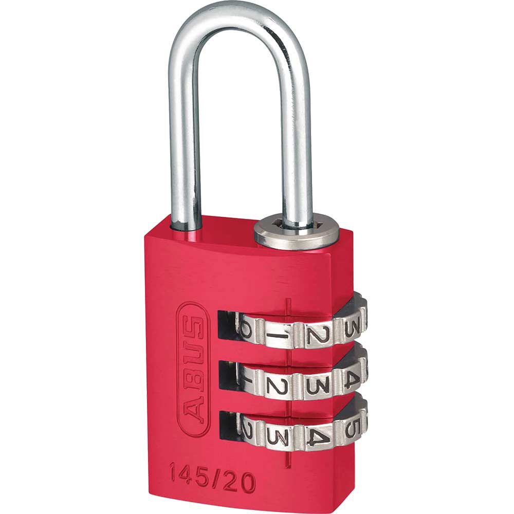 Image of Abus 20mm 145 Series 3 Digit Combination Aluminium Padlock Red