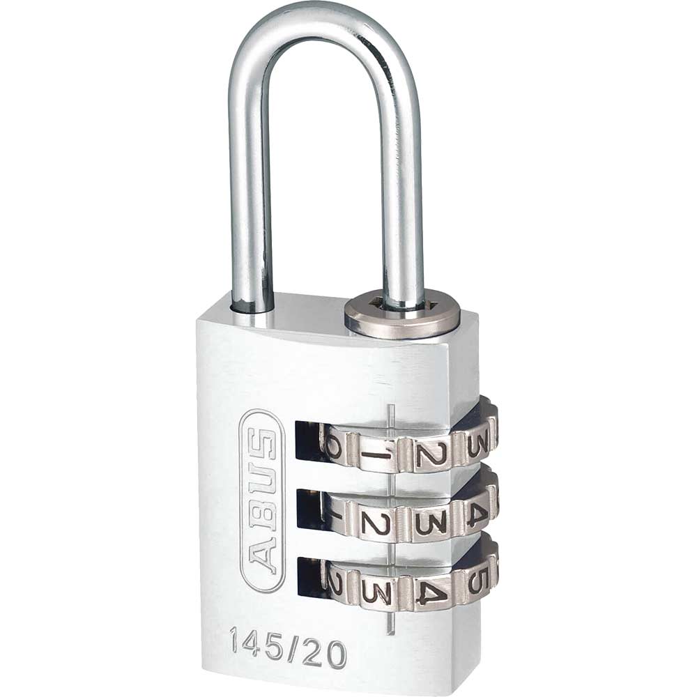 Image of Abus 20mm 145 Series 3 Digit Combination Aluminium Padlock Silver