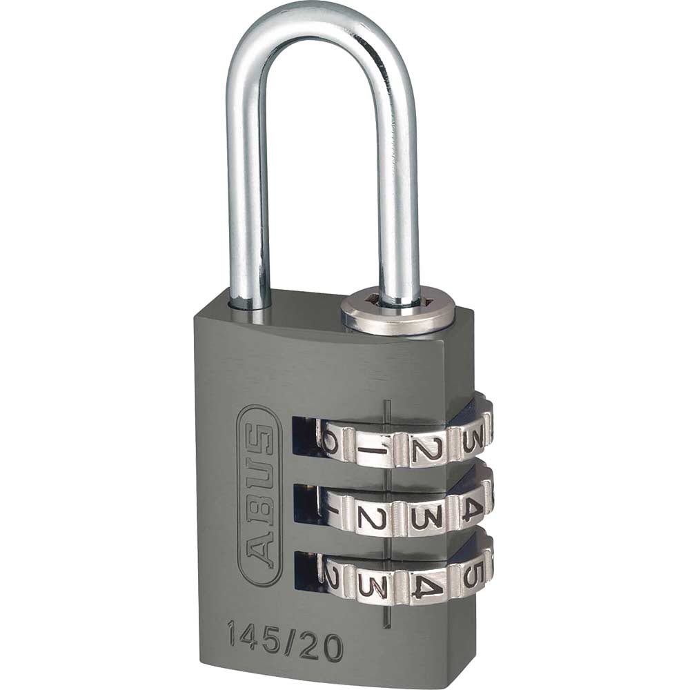 Image of Abus 20mm 145 Series 3 Digit Combination Aluminium Padlock Titanium