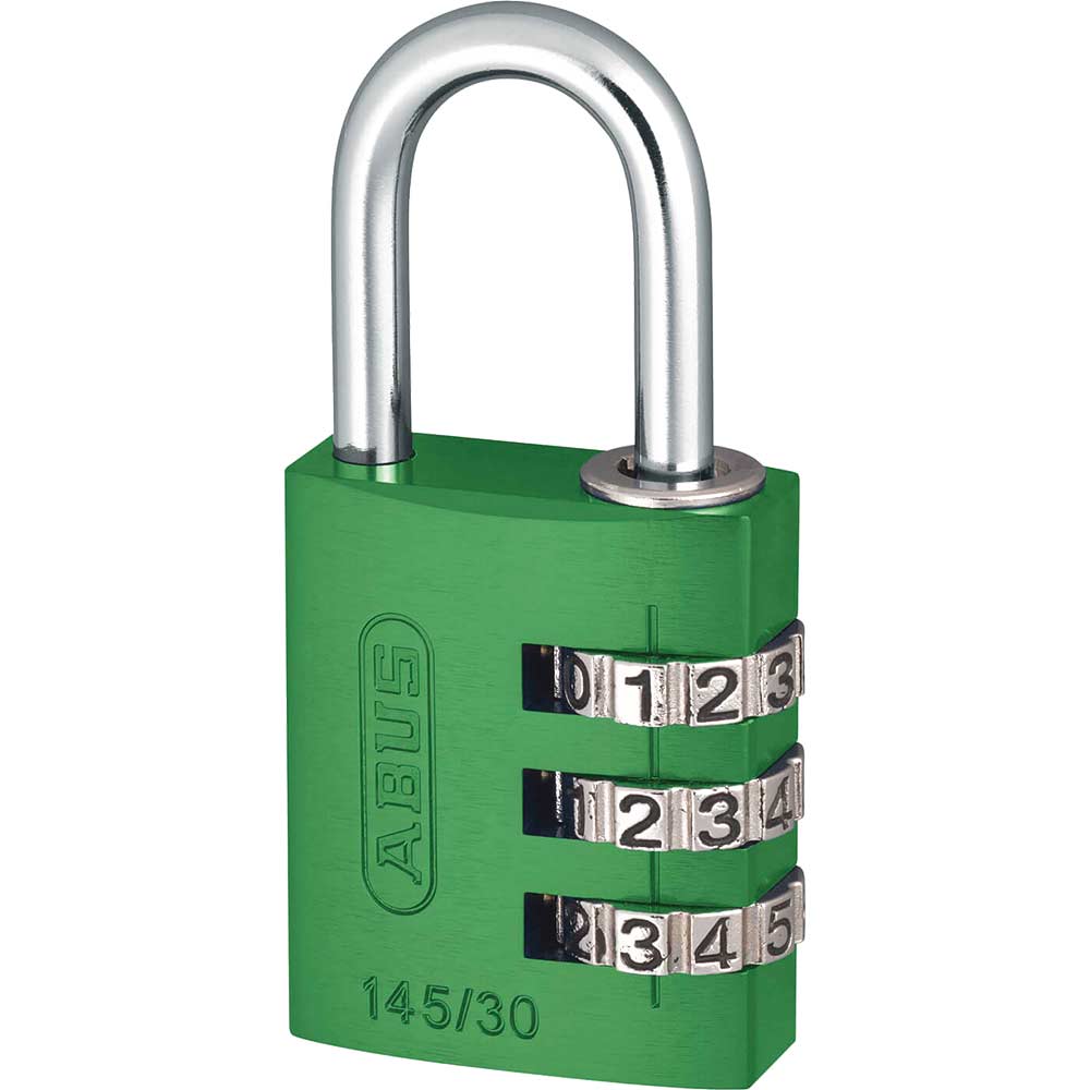 Image of Abus 30mm 145 Series 3 Digit Combination Aluminium Padlock Green