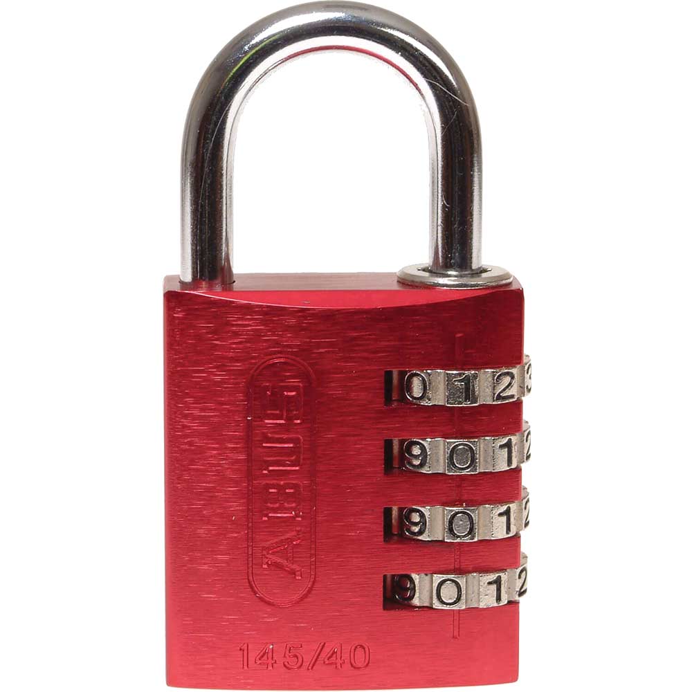 Image of Abus 40mm 145 Series 4 Digit Combination Aluminium Padlock Red