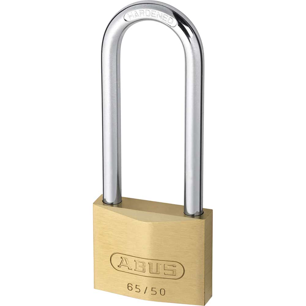 Abus 50mm 65 Series Compact Brass Padlock With 80mm Long Shackle Boxed