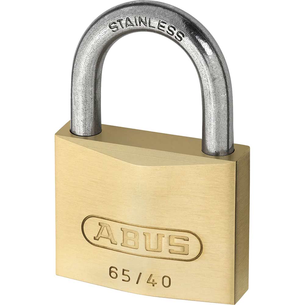 Image of Abus 50mm 65IB Series Compact Brass Padlock with Stainless Steel Shackle Keyed Alike to 42406