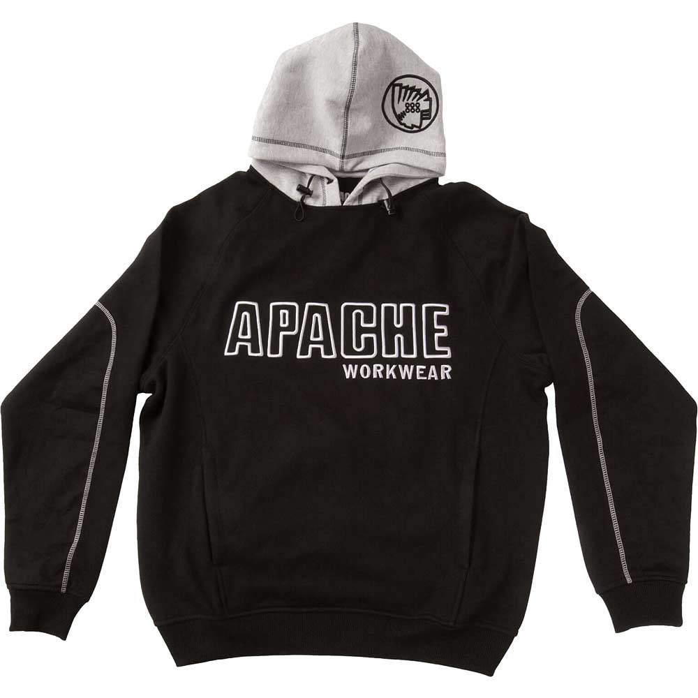 Image of Apache Mens Hooded Sweatshirt Black / Grey Large