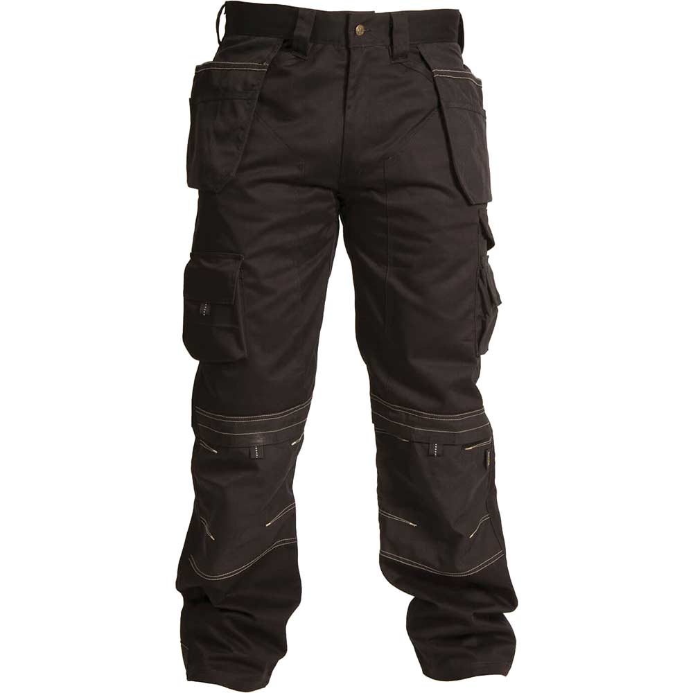 Image of Apache Mens Holster Pocket Work Trousers Black Waist 30&quot; Leg 31&quot;