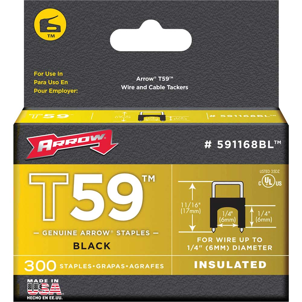 Arrow Insulated Staples (300) 6X6mm Black