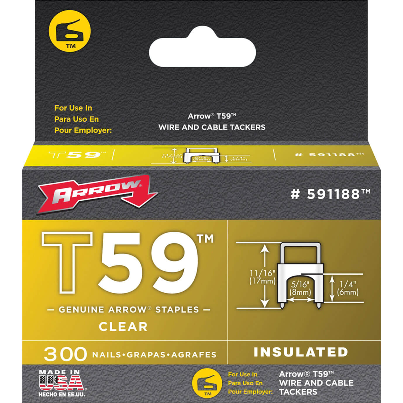 Arrow Insulated Staples (300) 8X8mm Clear
