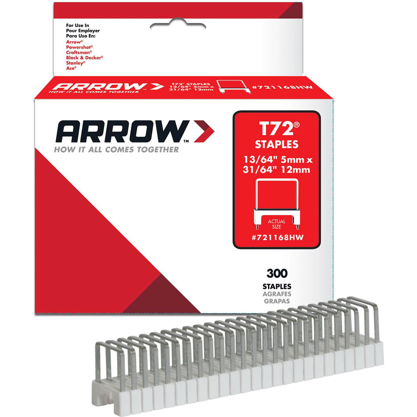 Arrow T72 Insulated Staples 5mm x 12mm Pack 300