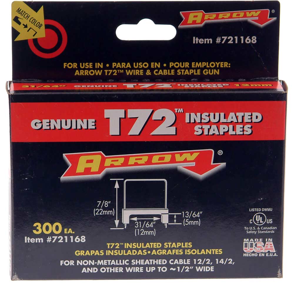 Arrow T72 Hard Wood Insulated Staples 5mm x 12mm Pack of 300