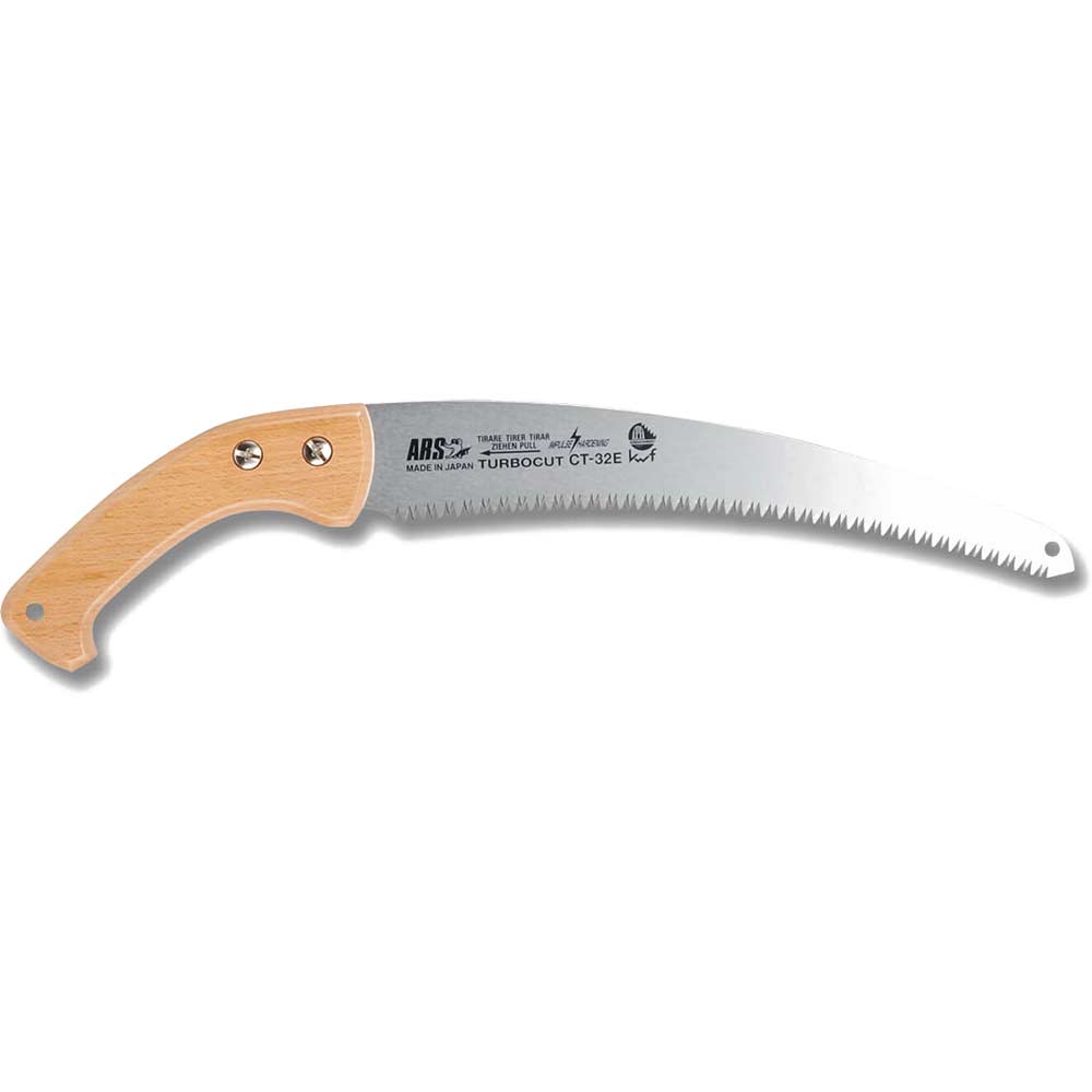 Image of ARS CT-32E-W Pruning Saw with Wood Grip Handle, Sheath & 300mm Turbocut Straight Blade Overall 500mm Long