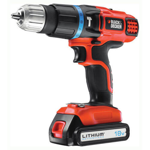 Black & Decker EGBL188K 18v Cordless 2 Speed Combi Drill with 1 Lithium Ion Battery 1.3ah