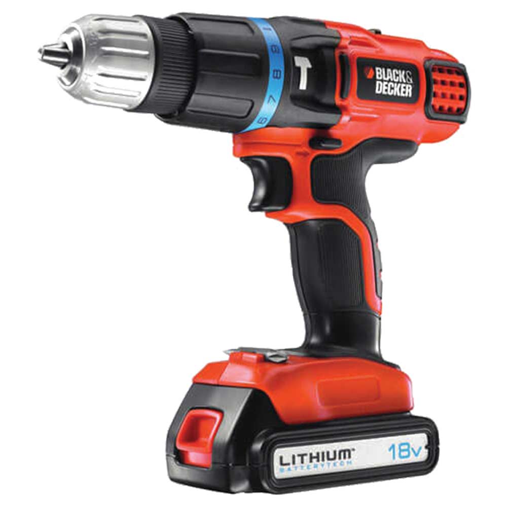 Black & Decker EGBL188K 18v Cordless 2 Speed Combi Drill with 1 Lithium Ion Battery 1.3ah