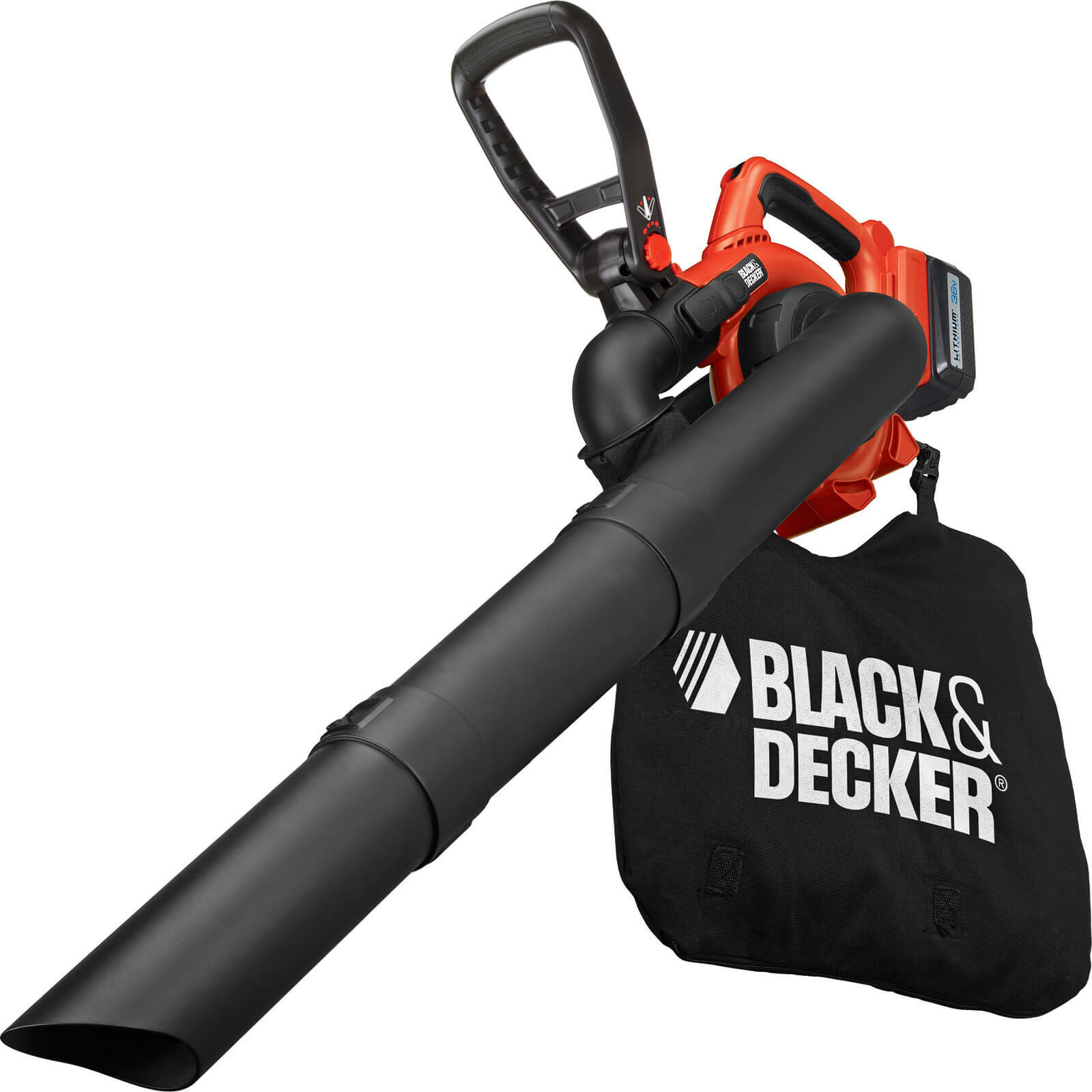 Black & Decker GWC3600L20 36v Cordless Garden Vacuum & Leaf Blower with 1 Lithium Ion Battery 2ah