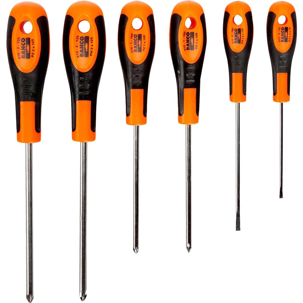 Bahco 6 Piece Screwdriver Set Phillips / Pozi / Flat