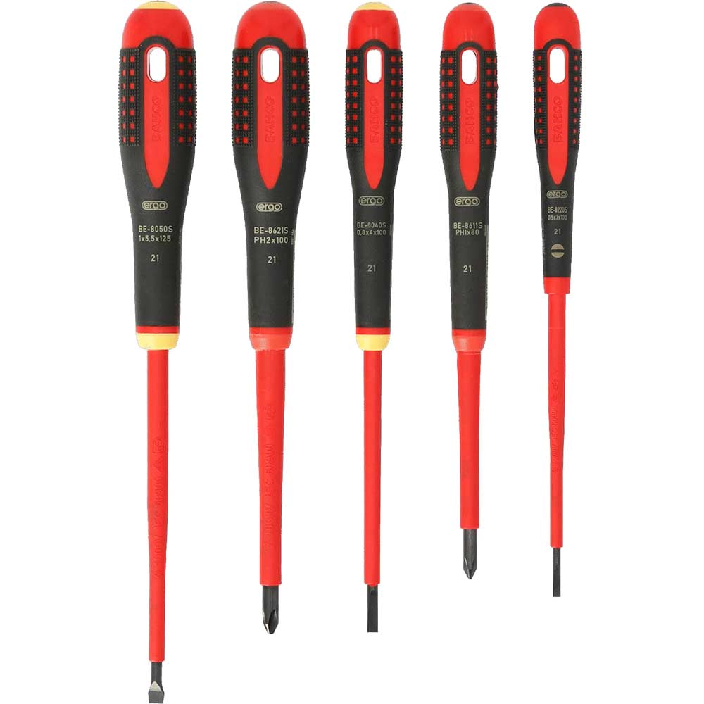 Image of Bahco 6 Piece VDE Insulated Ergo Phillips & Slotted Screwdriver Set