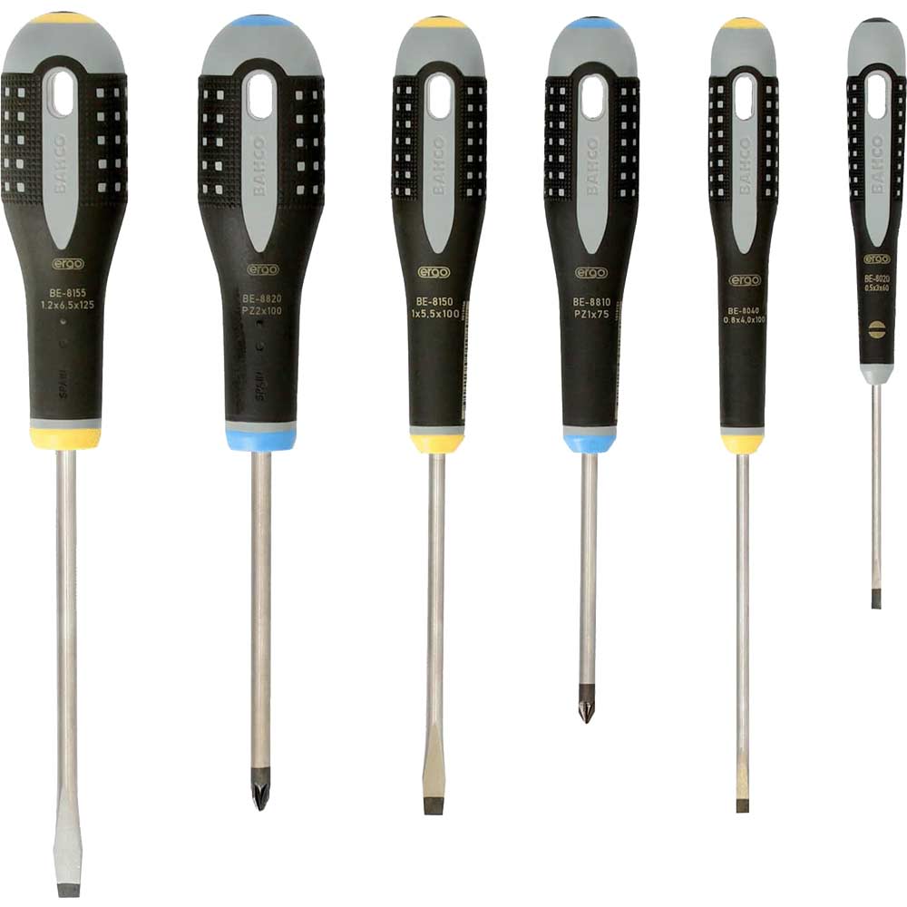 Image of Bahco 6 Piece Ergo Screwdriver Set Slotted / Pozi