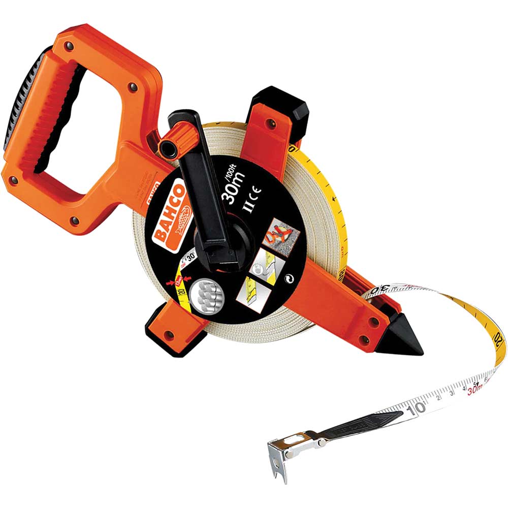 Bahco Open Reel Fibre Glass 30 Metre / 100 Feet Long Tape Measure