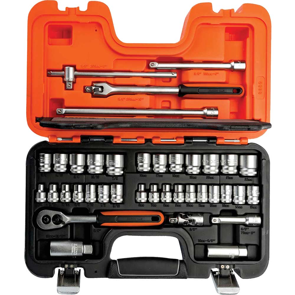 Image of Bahco 38 Piece 3/8&quot; Square Drive Socket Set AF & Metric
