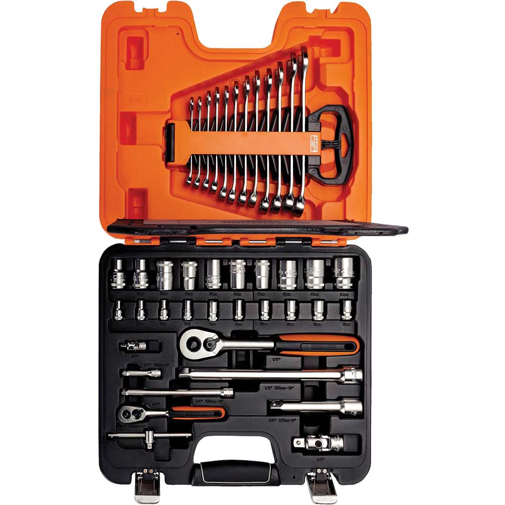 Image of Bahco 41 Piece Combination 1/4&quot; & 1/2&quot; Square Drive Socket & Spanner Set Metric