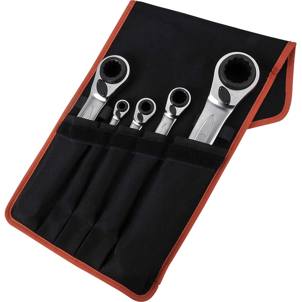 Image of Bahco 5 Piece Reversible Ratchet Spanner Set 8 - 36mm