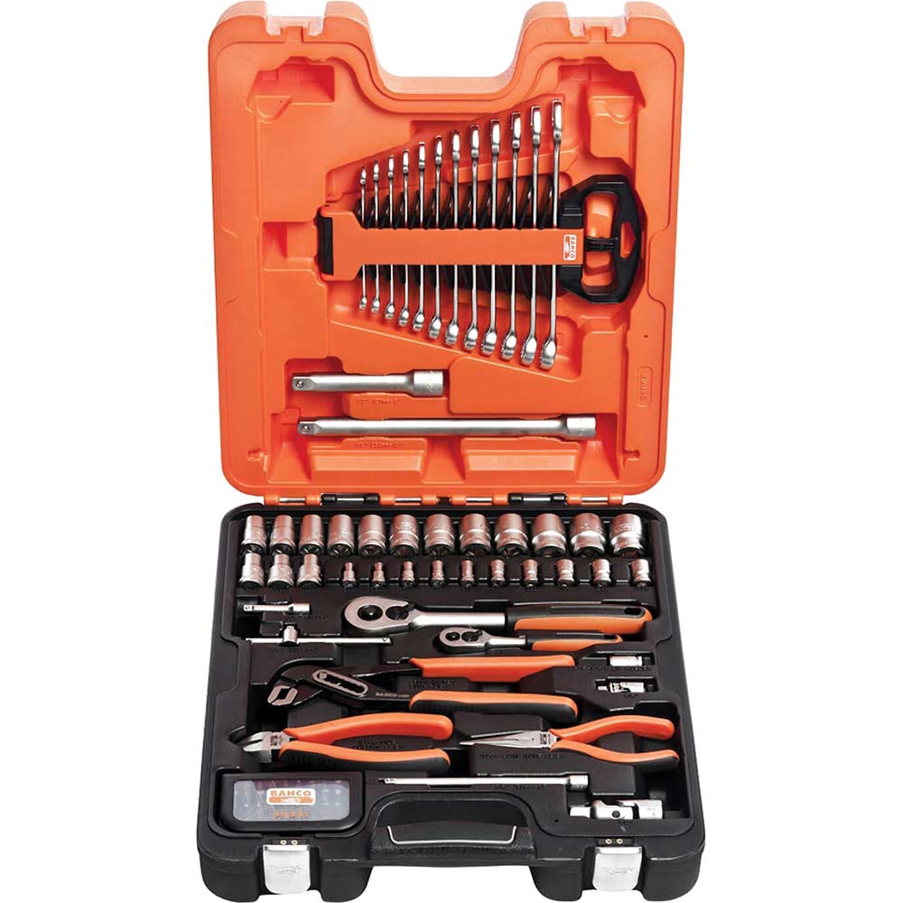 Bahco 81 Piece Combination 1/4" & 1/2" Square Drive Socket, Spanner & Pliers Set Metric
