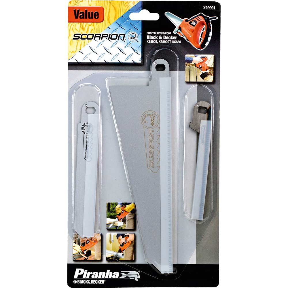 Image of Black & Decker X29991 Mixed Scorpion Saw Blade Set Pack of 3