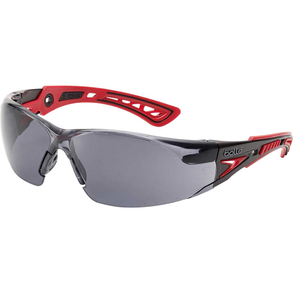 Image of Bolle Rush+ RUSHPPSF Adjustable Bridge Smoke Safety Glasss with Cord