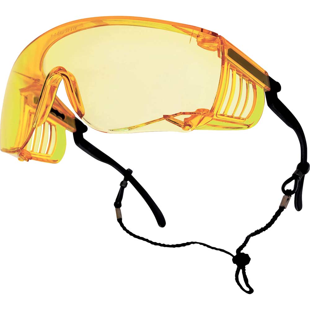 Image of Bolle Squale SQUPSJ Anti Scratch & Anti Fog Yellow Safety Glasses + Cord