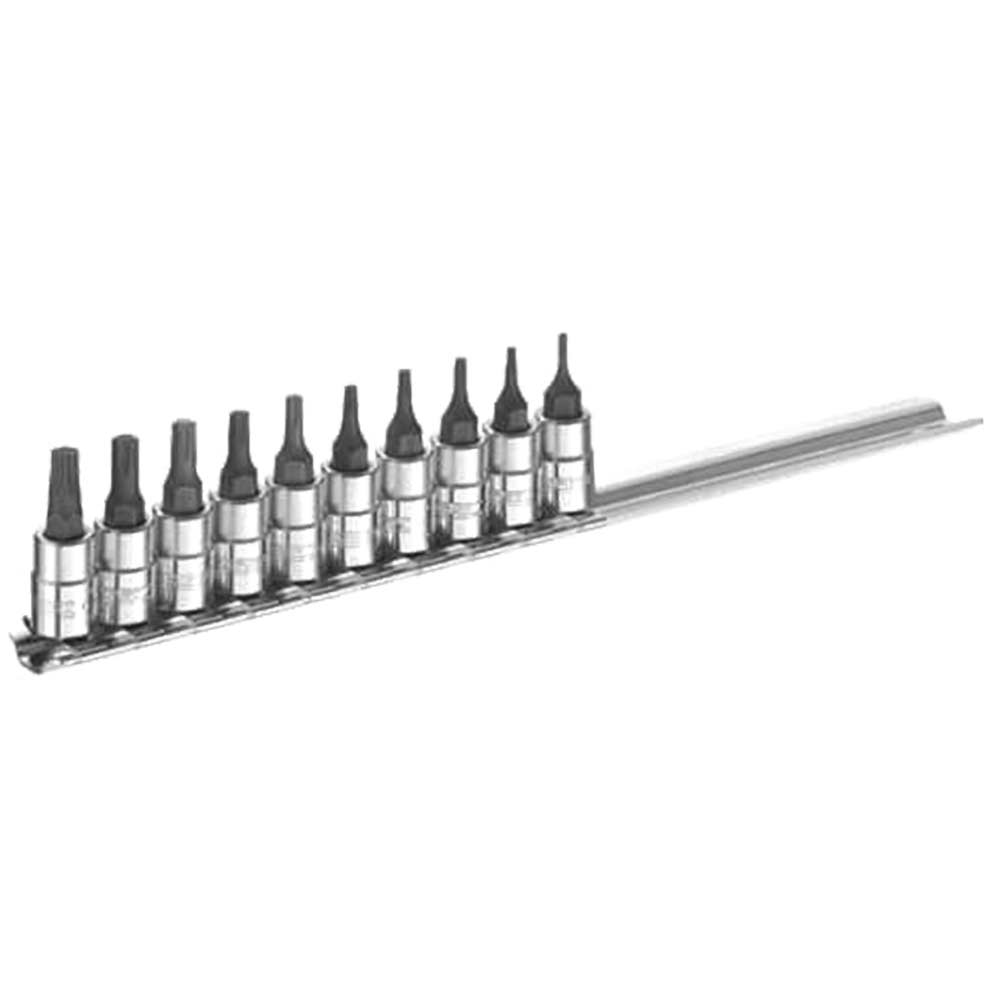 Image of Britool 10 Piece 1/4&quot; Square Drive Socket Bit Set Torx Metric