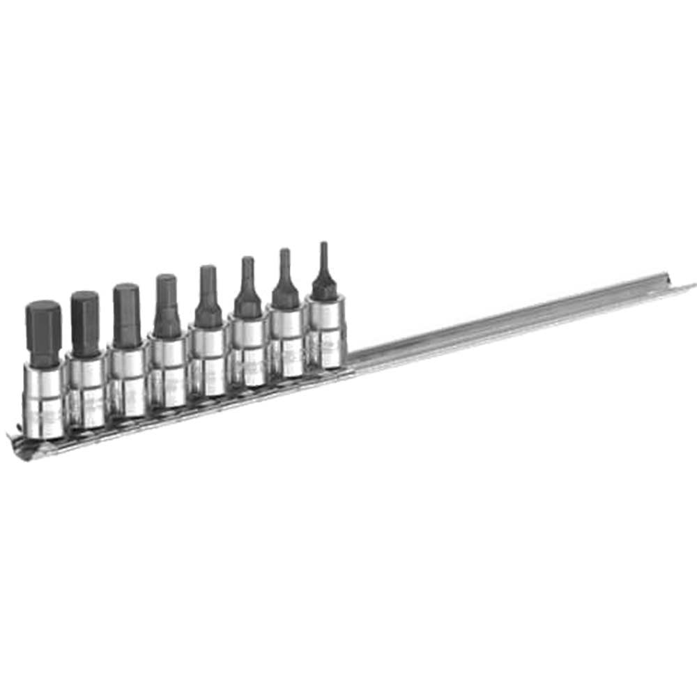 Image of Britool 8 Piece 1/4&quot; Square Drive Socket Bit Set Hexagon Metric