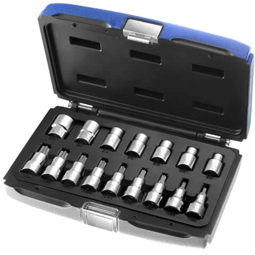 Image of Britool 16 Piece 1/2&quot; Square Drive Torx Socket & Bit Set Metric