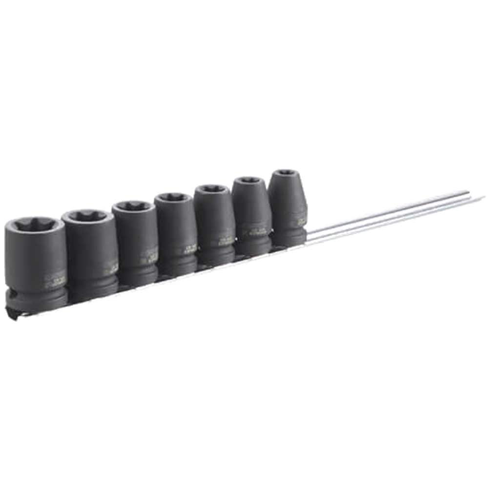 Image of Britool 7 Piece 1/2&quot; Square Drive Torx Impact Socket Set T10 - T24