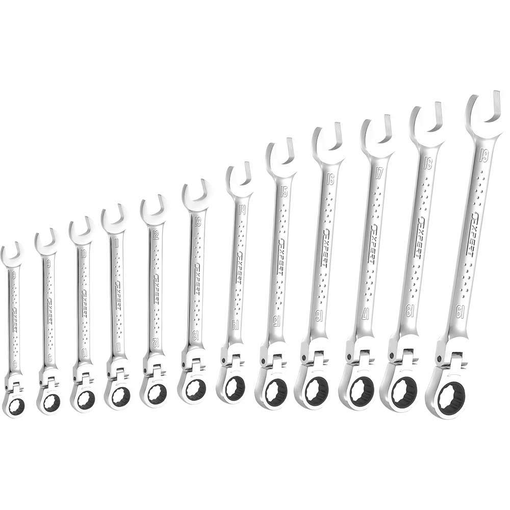 Image of Britool 12 Piece Flexible Head Ratchet Combination Spanner Set 8 - 19mm