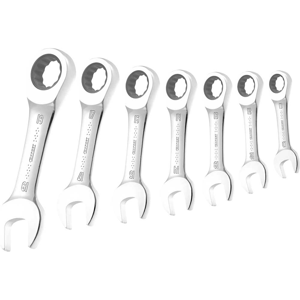 Image of Britool 7 Piece Ratchet Ring Spanner Set 10 - 19mm