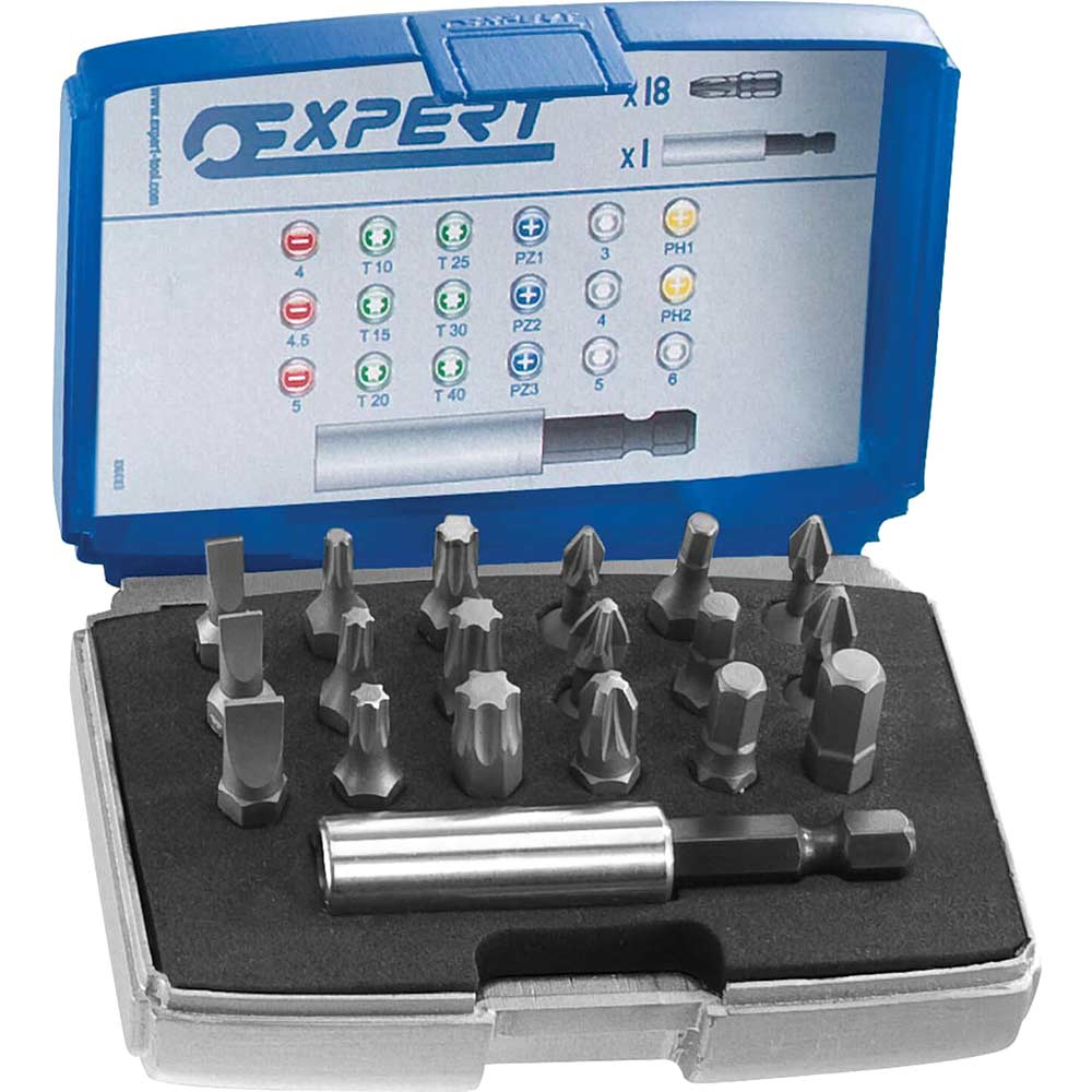 Image of Britool 19 Piece 1/4&quot; Driver Bit Set Slotted / Phillips / Pozi / Torx / Hex
