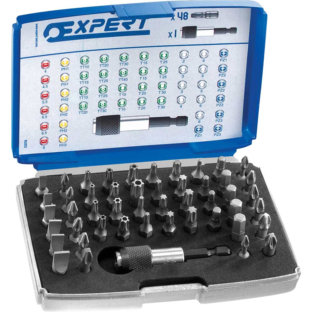 Image of Britool 49 Piece 1/4&quot; Square Drive Bit Set Slotted / Phillips / Pozi / Torx / Re